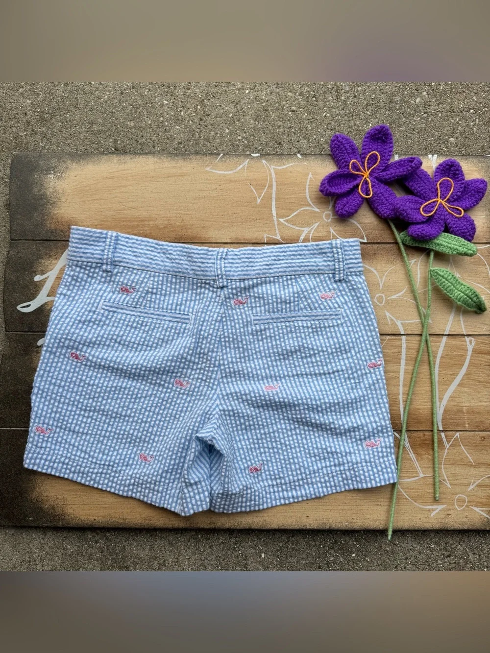 Vineyard Vines Whale Seersucker Shorts Girls Size 12